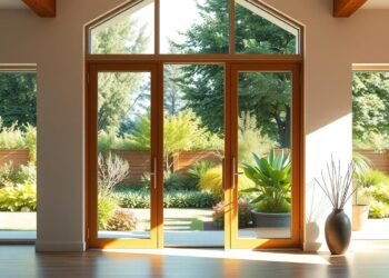 Moderne Terrassentür mit großen Glasflächen für helle Wohnräume